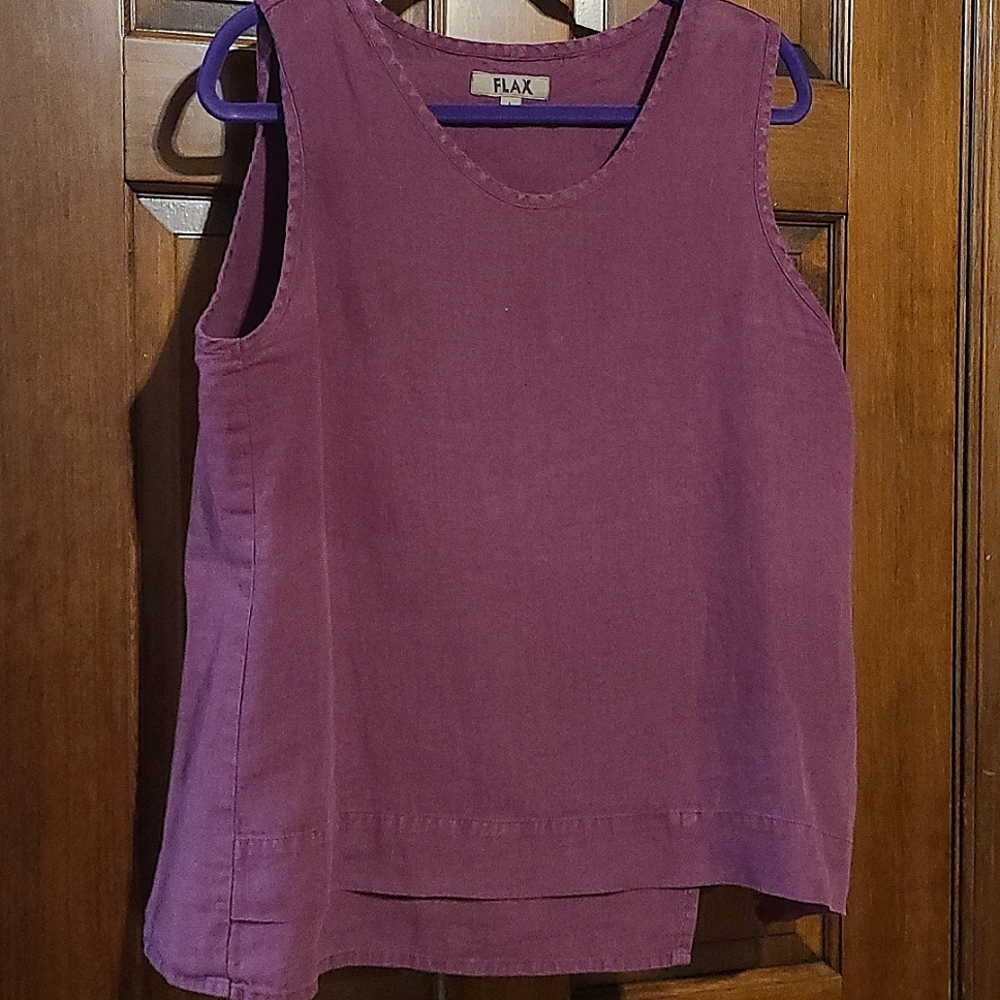 Flax 100% linen dark purple pull over tank